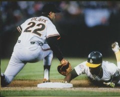RICKEY HENDERSON OAKLAND A&rsquo;S WILL CLARK GIANTS 1989 WORLD SERIES 8 X 10 PHOTO 1