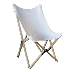 AmeriHome BFCBCW Canvas and Bamboo Butterfly Chair – White