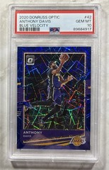 2020-21 Panini Donruss Optic Anthony Davis #42 Blue Velocity Prizm POP 1 PSA 10