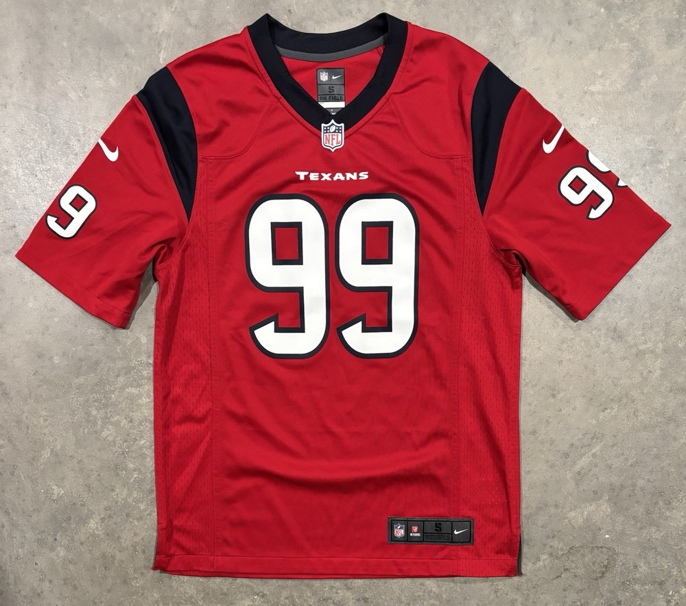 JJ Watt NFL Nike On Field Jersey Houston Texans Mens Small Red and Navy Blue #99