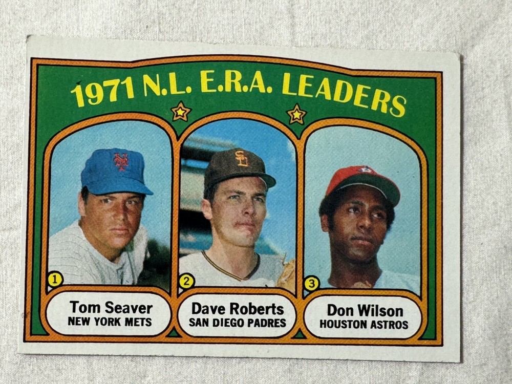 1972 Topps • 1971 N. L. ERA Leaders •Tom Seaver • Dave Roberts • Don Wilson