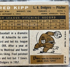 1960 Topps #202 Fred Kipp Los Angeles Dodgers