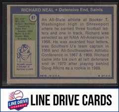 1972 Topps #87 Richard Neal New Orleans Saints Rookie VG ** SURFACE DAMAGE **