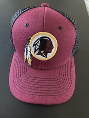 Throwback Vintage Washington Redskins Logo Trucker Maroon Black Mesh Cap Hat NEW