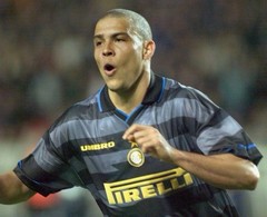 Umbro Inter Milan Ronaldo Nazario #10 1997/1998 Soccer Jersey XL Black/Gray Blue