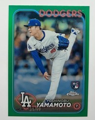 2024 Topps Chrome Yoshinobu Yamamoto /99 #18 Green Refractor ROOKIE RC