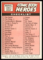 1975 Topps Marvel Comic Book Heroes Sticker Card Checklist A