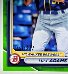 2024 Bowman Prospects Luke Adams RC #BP-50 Neon Green Border /399 Brewers Rookie