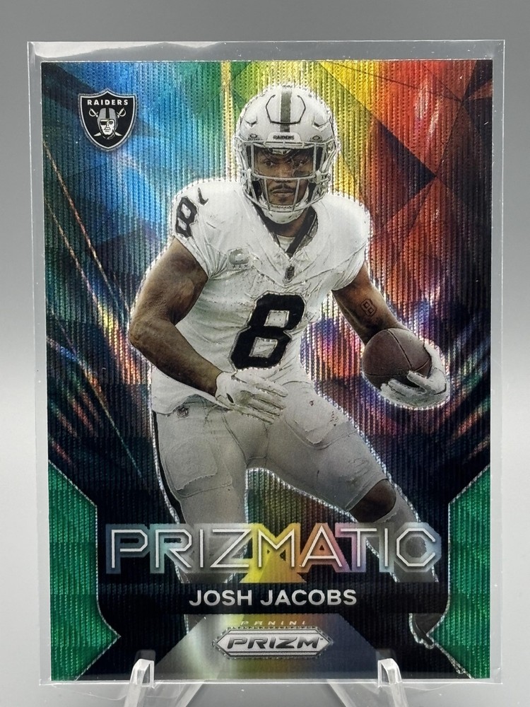 2023 Panini Prizm #15 Josh Jacobs Prizmatic Prizms Green Wave