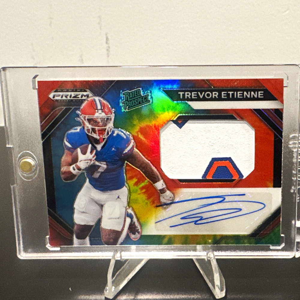 Panini 2024 Prizm Draft Picks Trevor Etienne Tie-Dye /25 Auto Patch RC