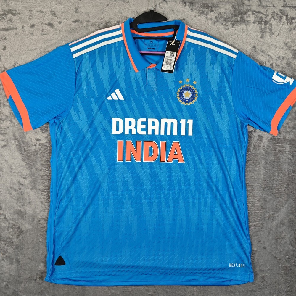 India 2023/2024 ODI Match Cricket Shirt Shirt BNWT 2XL XXL Heat Rdy Authentic