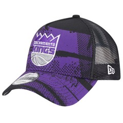 Men&rsquo;s New Era Black/Purple Sacramento Kings Tip Off A-Frame Trucker 9FORTY