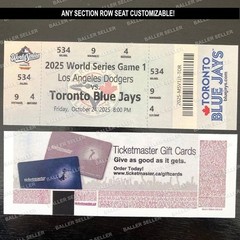 2025 World Series Souvenir Ticket Stub Blue Jays Dodgers MLB WS Customizable!