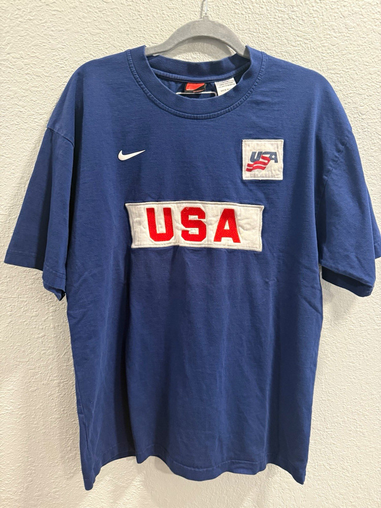 Nike Hockey Team USA IIHF Navy Short Sleeve Shirt – Large