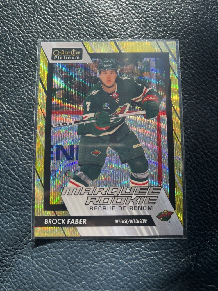2023-24 O-Pee-Chee Platinum Marquee Rookies Brock Faber Neon Yellow Surge RC a01