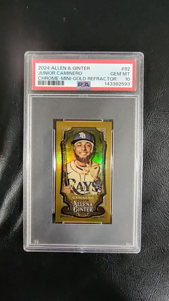 2024 Allen & Ginter Chrome Gold Refractor Mini /50 #92 Junior Caminero PSA 10