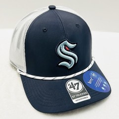 &rsquo;47 Brand Seattle Kraken Burden Trucker Hat Cap Adjustable Snapback Rope Blue