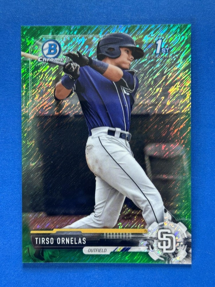 2017 Bowman Chrome Green Shimmer Refractor Tirso Ornelas RC Padres #/99