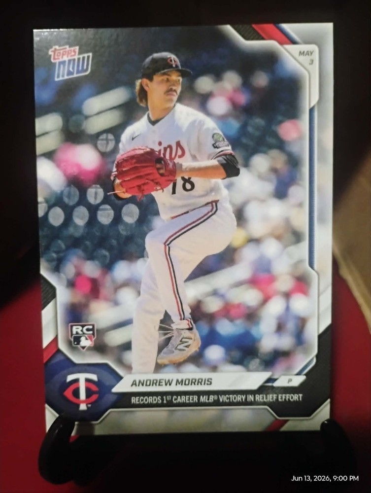2026 MLB Topps NOW #156 Andrew Morris Minnesota Twins (RC) 1st MLB WIN PR:712