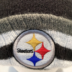 Pittsburgh Steelers Black and Gray Knit Beanie Hat with Pom Pom