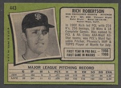1971 Topps #443 Rich Robertson SAN FRANCISCO GIANTS Ex-Mint A