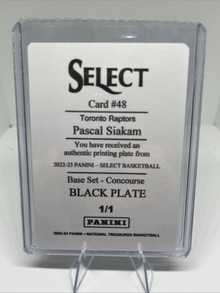 2023-24 Panini National Treasure. Pascal Siakam Black Plate 22-23 Select 1/1