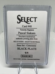 2023-24 Panini National Treasure. Pascal Siakam Black Plate 22-23 Select 1/1