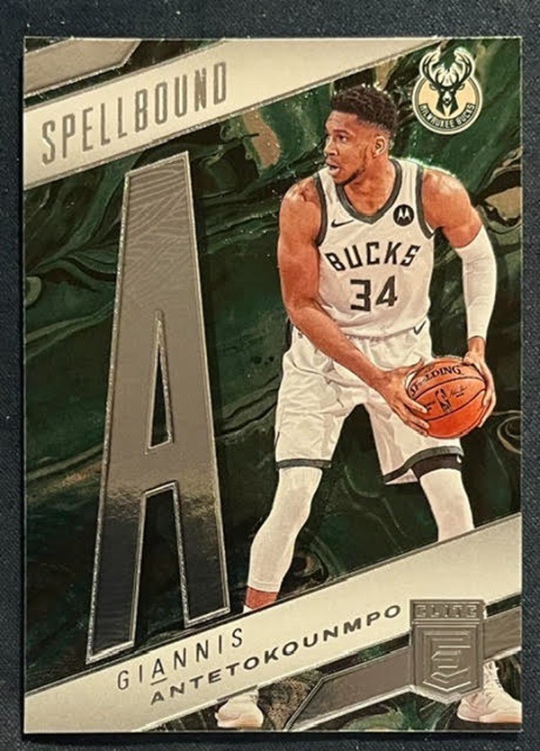 2021-22 Panini Donruss Elite Giannis Anteteokounmpo Spellbound &lsquo;A&rsquo; Bucks