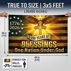 250 Anniversary USA Flag, Double Sided 3-Ply 3×5 36 inches x 60 inches, Black
