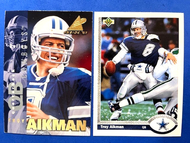 Troy Aikman 1997 Pinnacle Inside PROMO & 1991 Upper Deck Football – Cowboys