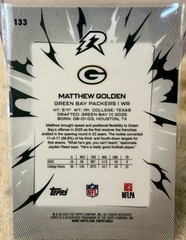 2026 Topps Resurgence Matthew Golden #133 Black and White Surge /399 RC Packers
