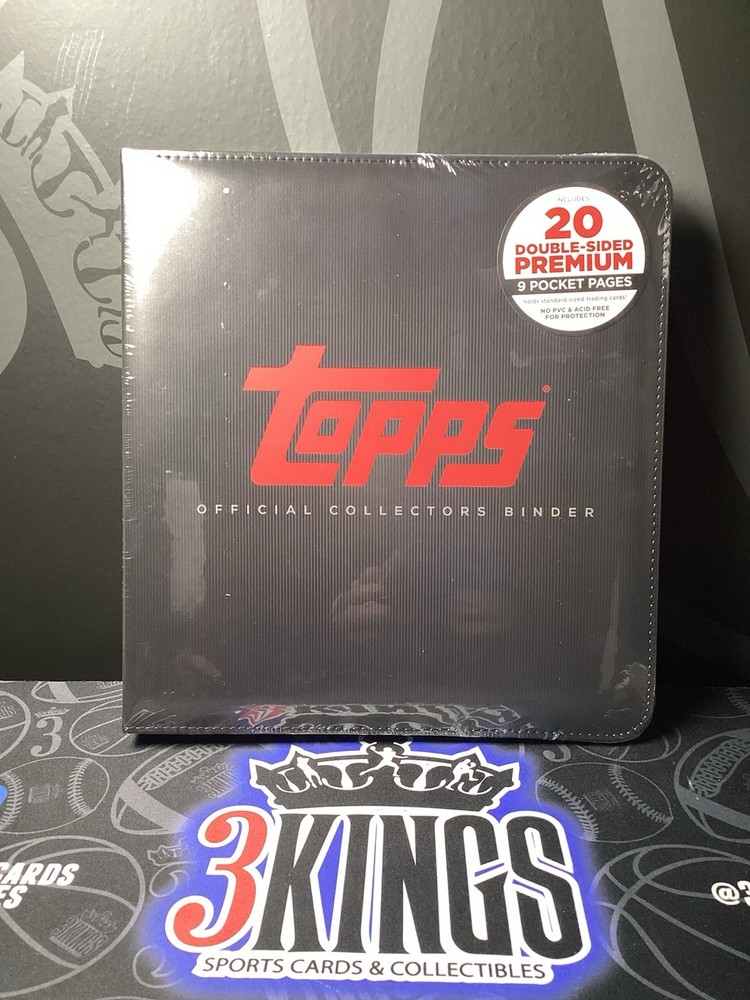 Topps Official 3-Ring Collector Binder + 20 Pages Holds 360 Cards – Black