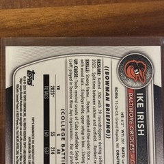 2025 Bowman Draft Ike Irish Chrome Auto Green Lava Refractor 1st #46/99 Orioles