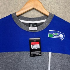 NWT Nike Men&rsquo;s Seattle Seahawks NFL Crew Neck Sweatshirt Gray Blue Long Sleeve L