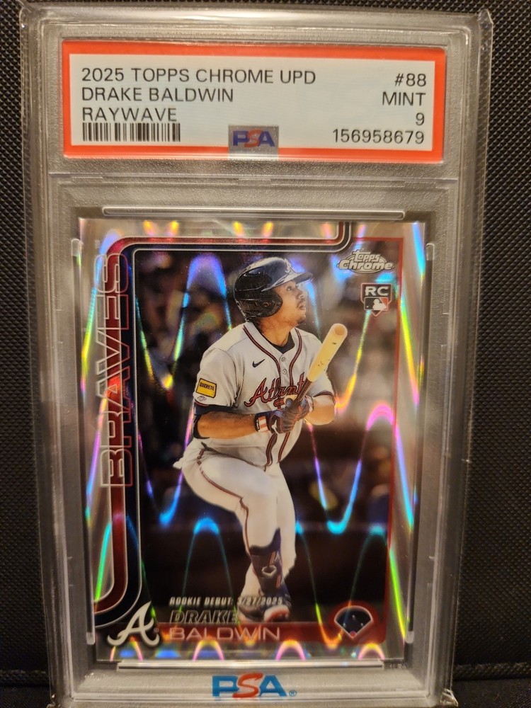 2025 Topps Chrome Update Rookie Debut Drake Baldwin RayWave Refractor (RC) PSA 9