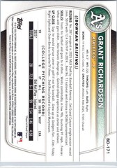 2025 Bowman 1st Sky Blue Border #BD-171 Grant Richardson #/499 Athletics