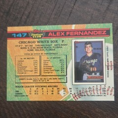 Topps Stadium Club 1991 Alex Fernandez #147 Rookie Chicago White Sox