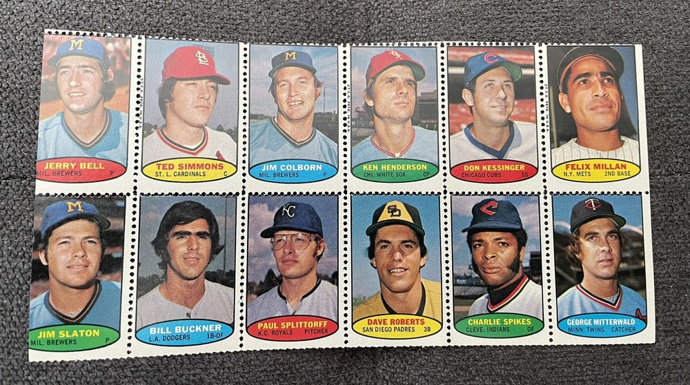 1974 Topps Baseball Stamp Panel w/ 12 Stamps w/ SIMMONS / BUCKNER MINT SHAPE !