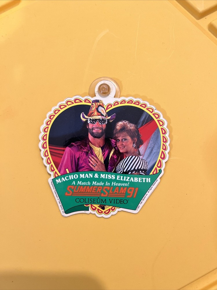 Coliseum Video WWF SUMMERSLAM 1991 Macho Man Miss Elizabeth Window Cling – RARE!