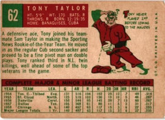 1959 Topps # 62 – TONY TAYLOR – CHICAGO CUBS