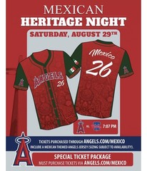 2026 LA Angels Mexican Heritage Night Jersey Mexico Theme SGA Size X Large. NEW