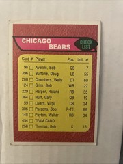 1976 Topps #454 Chicago Bears Team Checklist Unmarked