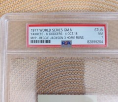 Reggie Jackson 3 HR 1977 World Series Game 6 Ticket PSA 7 Only One Higher