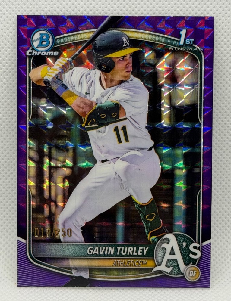 2026 Bowman Chrome #BDC-28 Gavin Turley Athletics 1st Purple Geometric /250