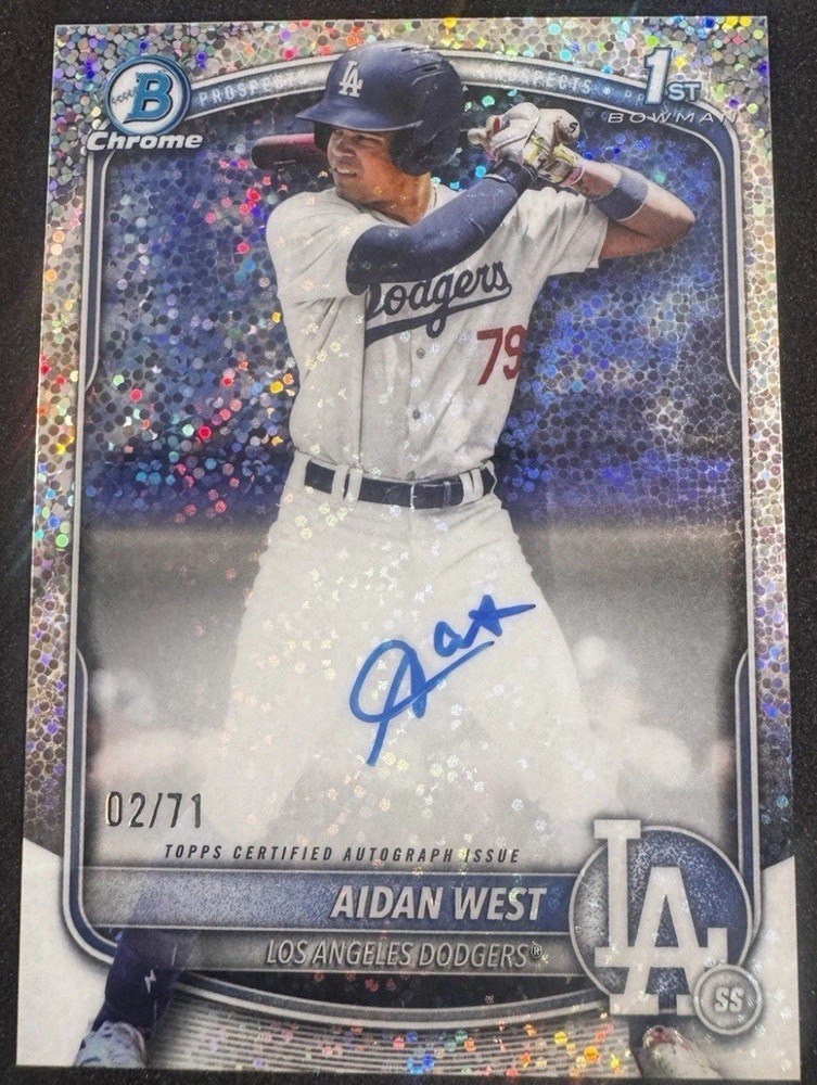 2025 Bowman Draft Aidan West Chrome Auto Sparkle Refractor 1st #/71 Dodgers
