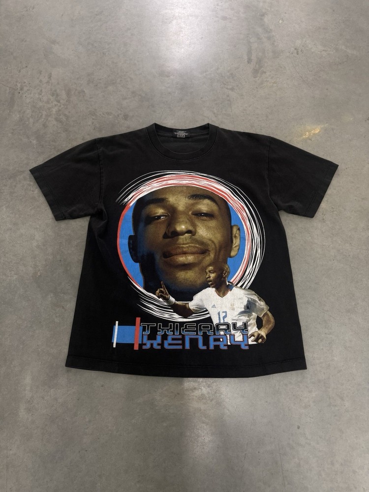 Thierry Henry France Soccer T Shirt Vintage World Cup FFF Men&rsquo;s Medium Rap Tee