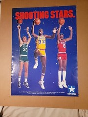 LARRY BIRD, MAGIC & Dr. J CONVERSE NBA POSTER 1986 16.5×23&Prime; SHOOTING STARS