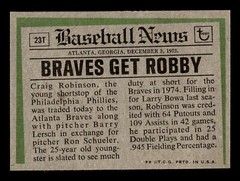 Craig Robinson 1974 Topps #23T Atlanta Braves Ex-Mt