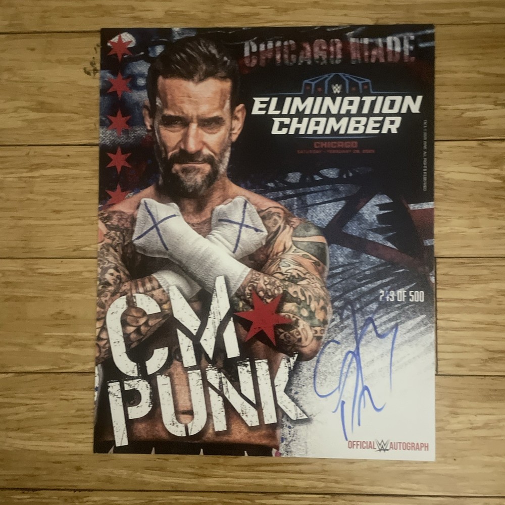 WWE Elimination Chamber 2026 Chicago CM Punk Autographed 11×14 Poster