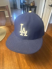 Los Angeles LA Dodgers New Era 59FIFTY Fitted Hat Royal Blue 7 3/8 White Button